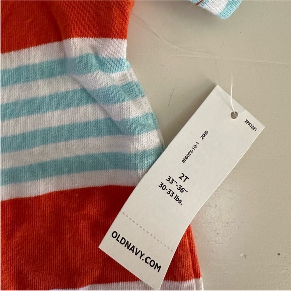 💙 2 NWT Old Navy boys polo shirts 2T navy blue gray white orange stripe bundle - Picture 12 of 13